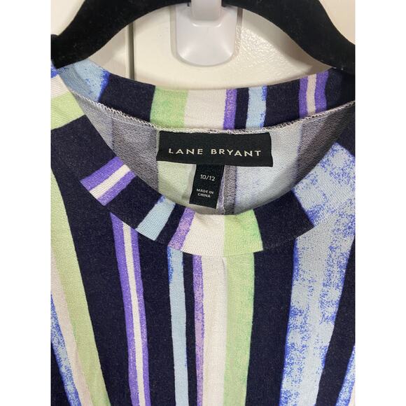 Lane Bryant Sleeveless High Neck Tunic A Line Stripes Top Size 10 / 12 - Picture 4 of 8